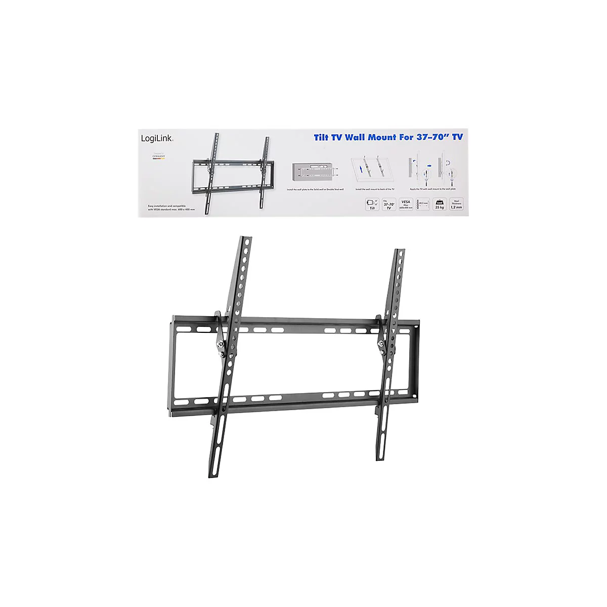 LogiLink - Klammer - für Fernseher und Monitor - kaltgewalzter Stahl - Bildschirmgröße: 94-177.8 cm (37'-70') - Wandmontage