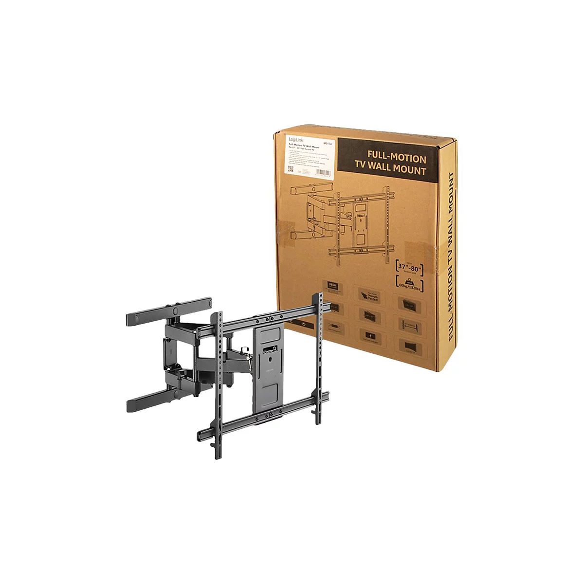 LogiLink - Klammer - full-motion - für LCD-TV / gekrümmter LCD-TV - Schwarz
