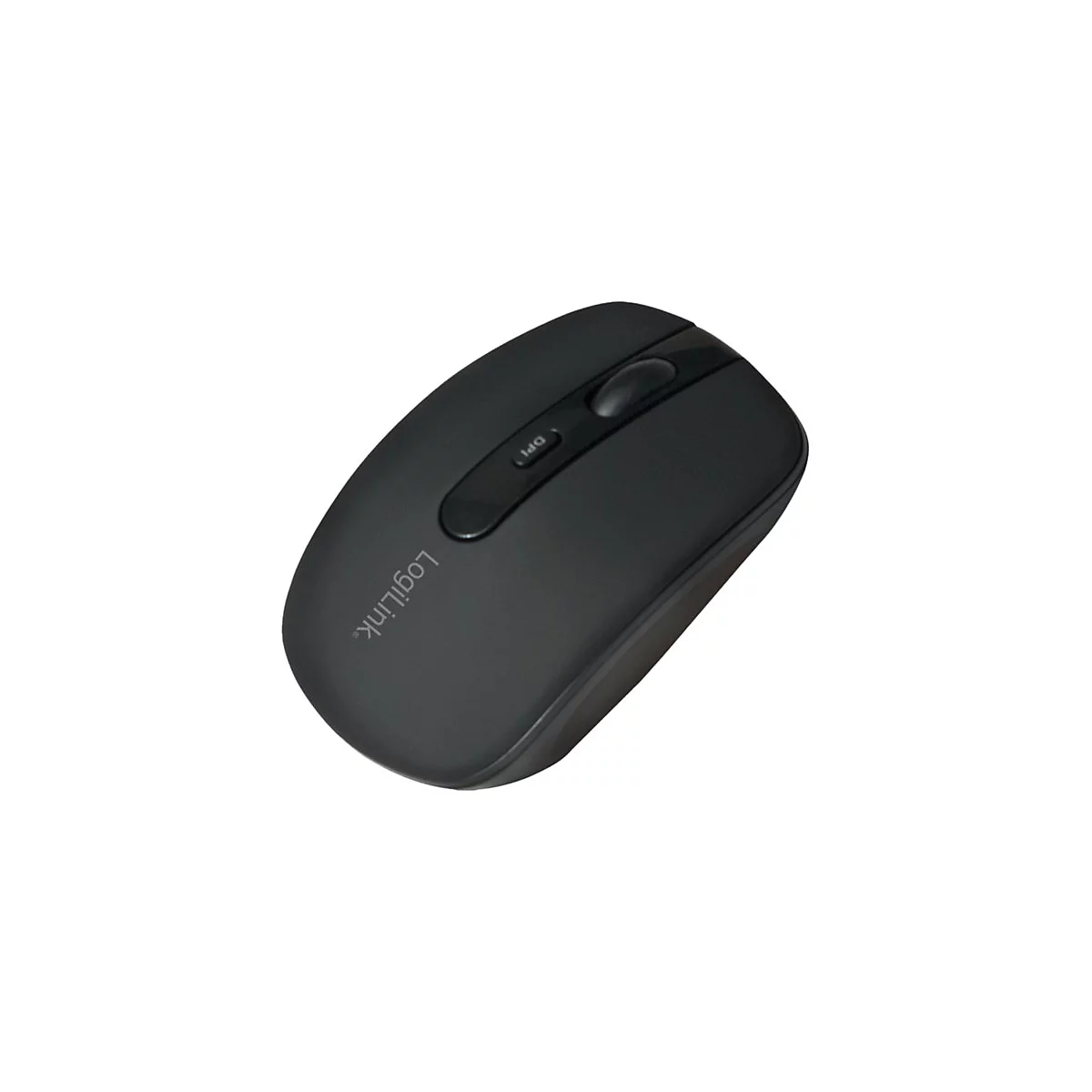 Schwarze Computermaus mit Schriftzug LogiLink, DPI-Taste und Scrollrad.