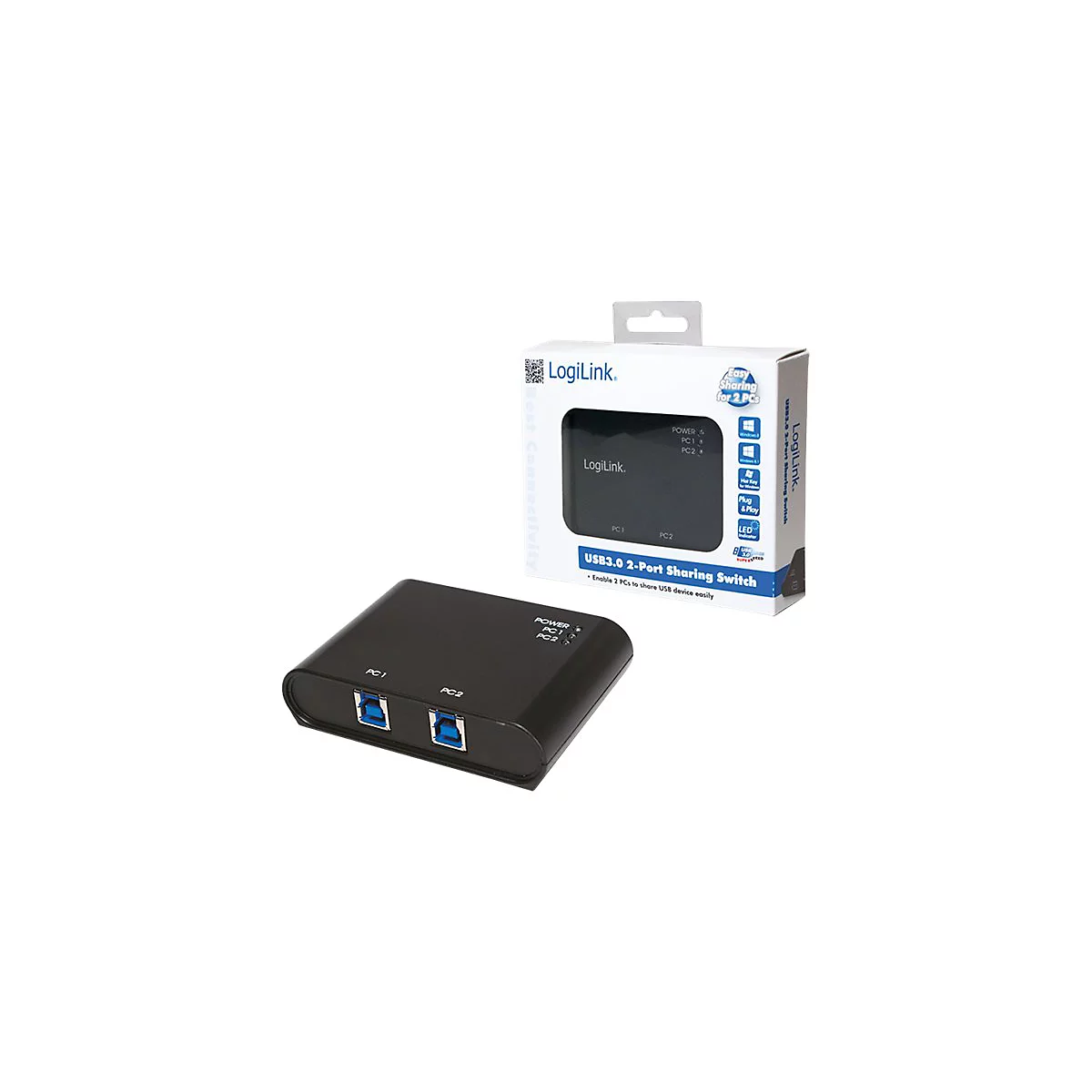 LogiLink USB 3.0 Sharing Switch - USB-Umschalter für die gemeinsame Nutzung von Peripheriegeräten - 2 Anschlüsse
