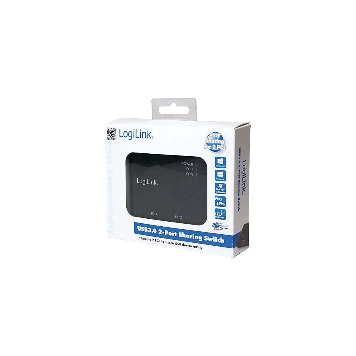 LogiLink USB 3.0 Sharing Switch - USB-Umschalter für die gemeinsame Nutzung von Peripheriegeräten - 2 Anschlüsse