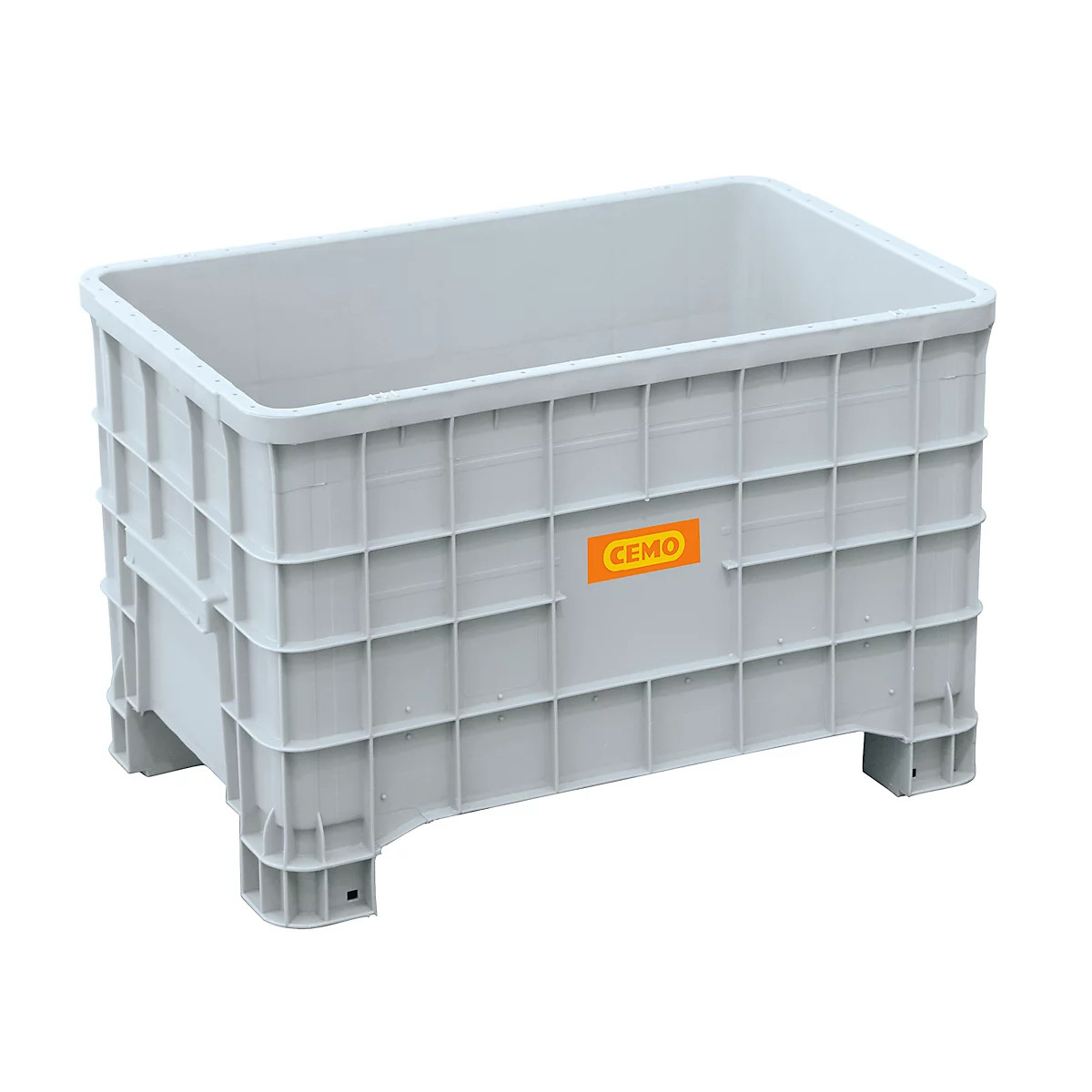 Logistikbox Cemo, Hart-Polyethylen (HDPE), grau, lebensmittelecht, B 1000 x T 635 x H 645 mm, 200 l hoch, mit Füßen