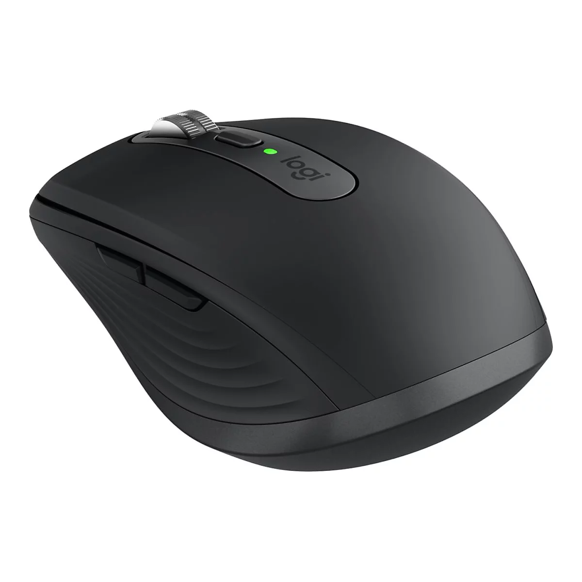 Souris d'ordinateur noire avec logo 'Logi'.