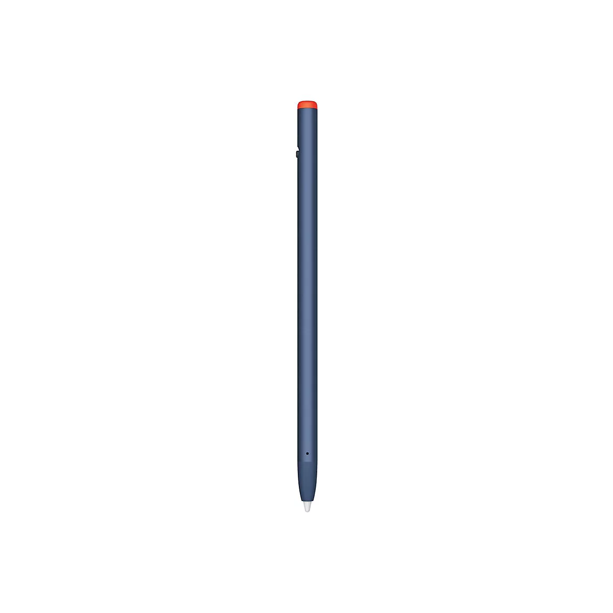 Un stylet bleu avec une pointe orange sur fond blanc.