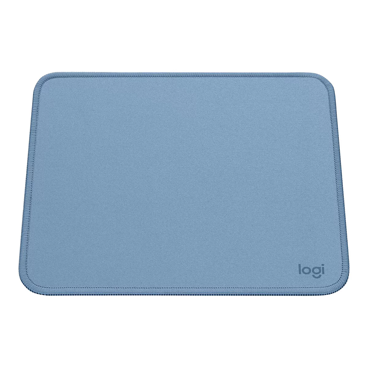 Tapis de souris rectangulaire bleu aux coins arrondis et logo Logi.