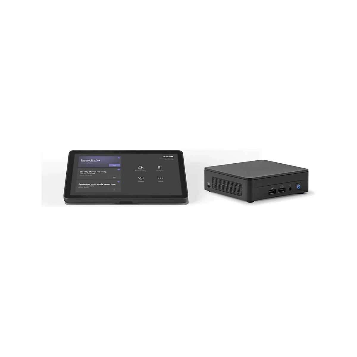 Logitech BASE Microsoft Teams Rooms (no AV) with Tap + ASUS NUC - Microsoft Teams Raumsystem (Logitech Tap, Mini-PC, Logitech PC Mount) - mit 90 days Logitech JumpStart registration - Graphite
