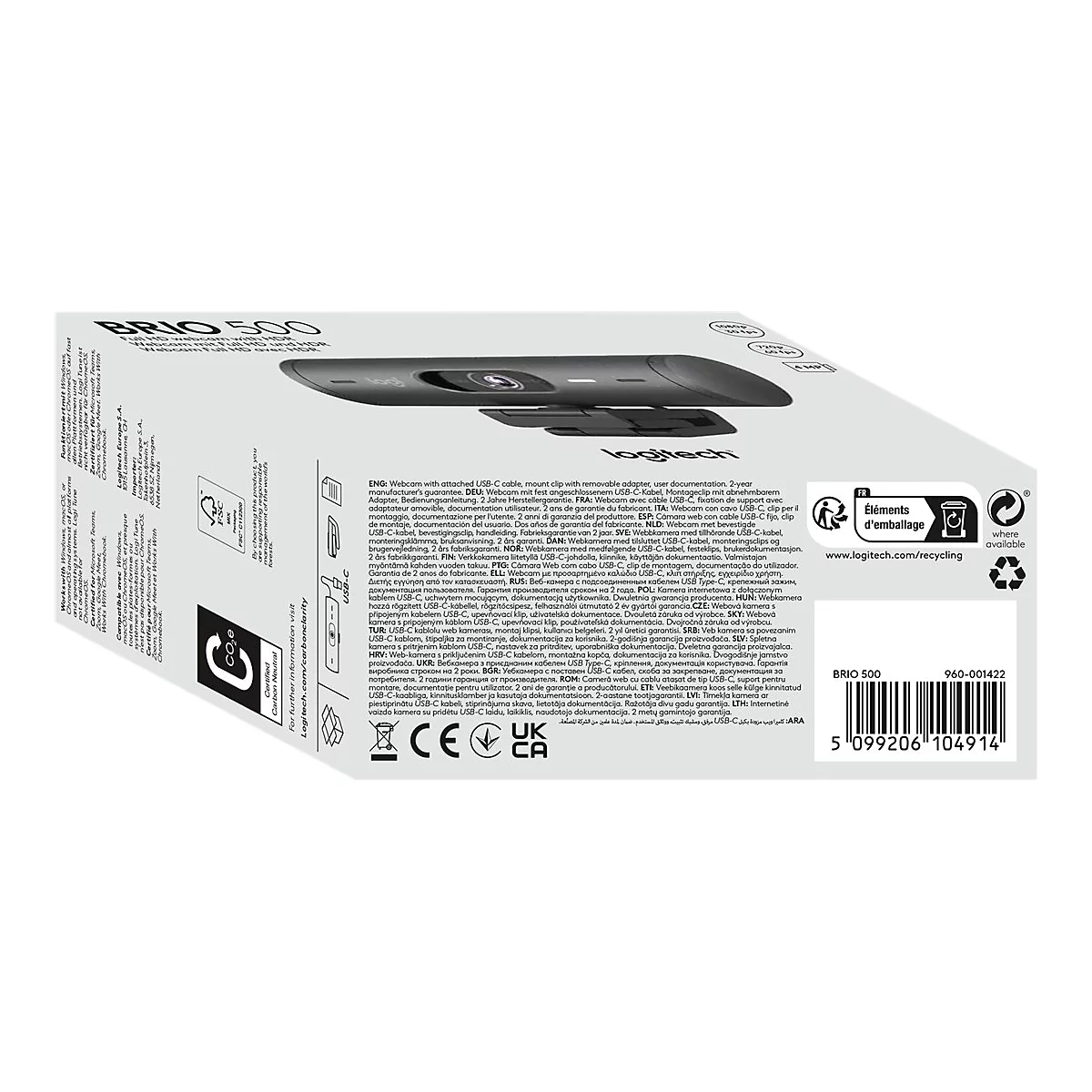 Logitech BRIO 500 - Webcam - Farbe - 1920 x 1080 - 1080p, 720p - Audio