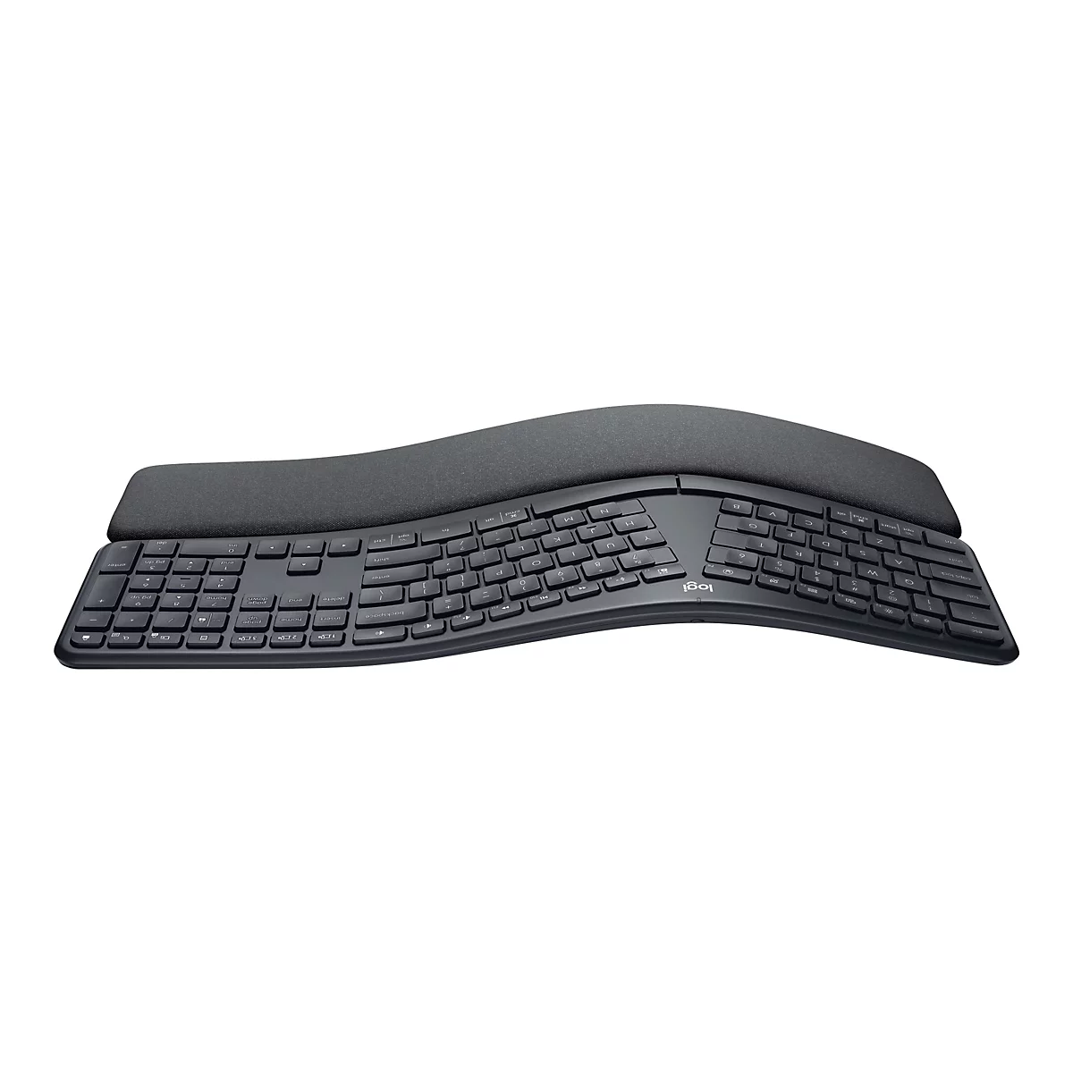 Clavier ergonomique avec forme incurvÃ©e et repose-poignets, noir.