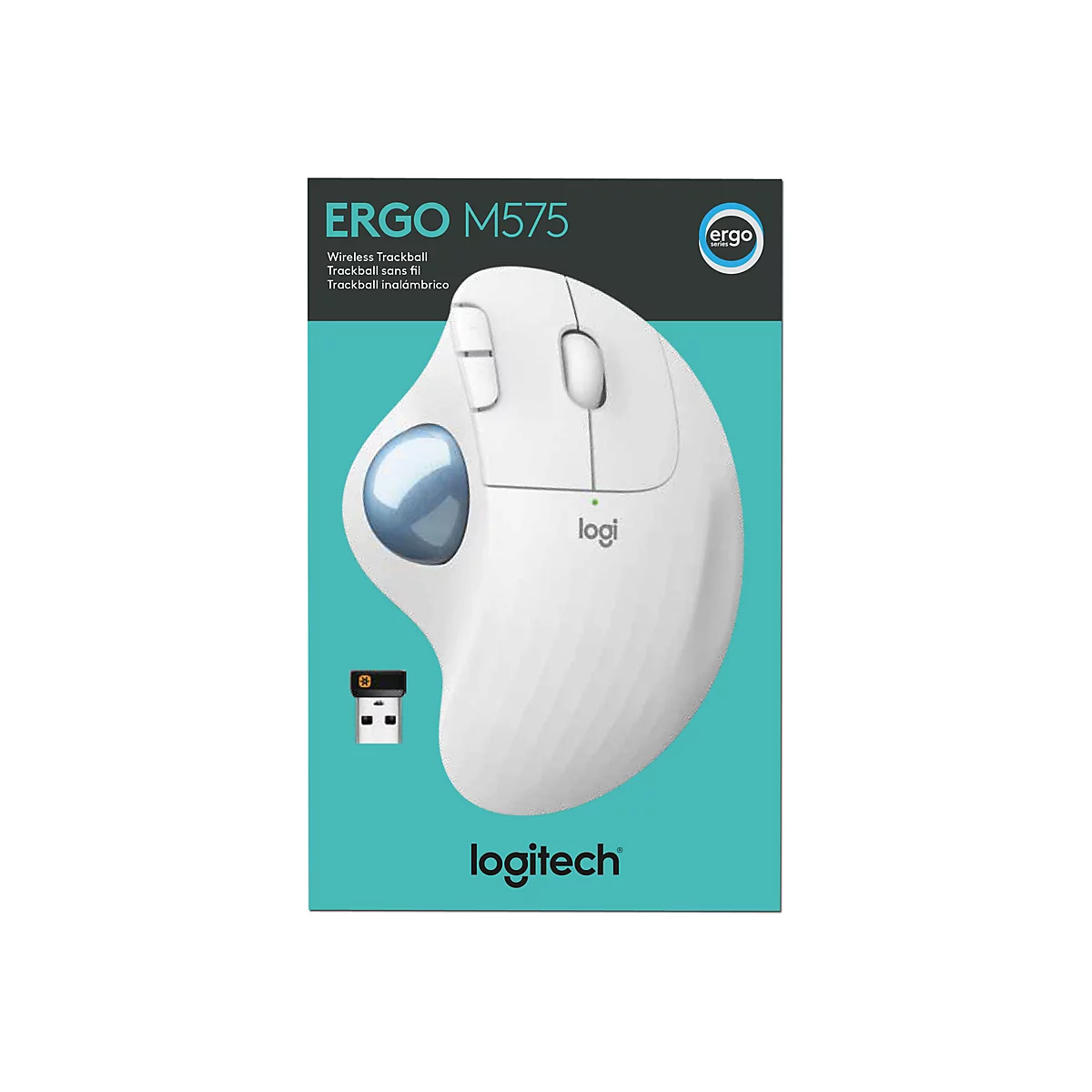 Logitech ERGO M575 - Trackball - 2.4 GHz, Bluetooth 5.0 LE - Off White