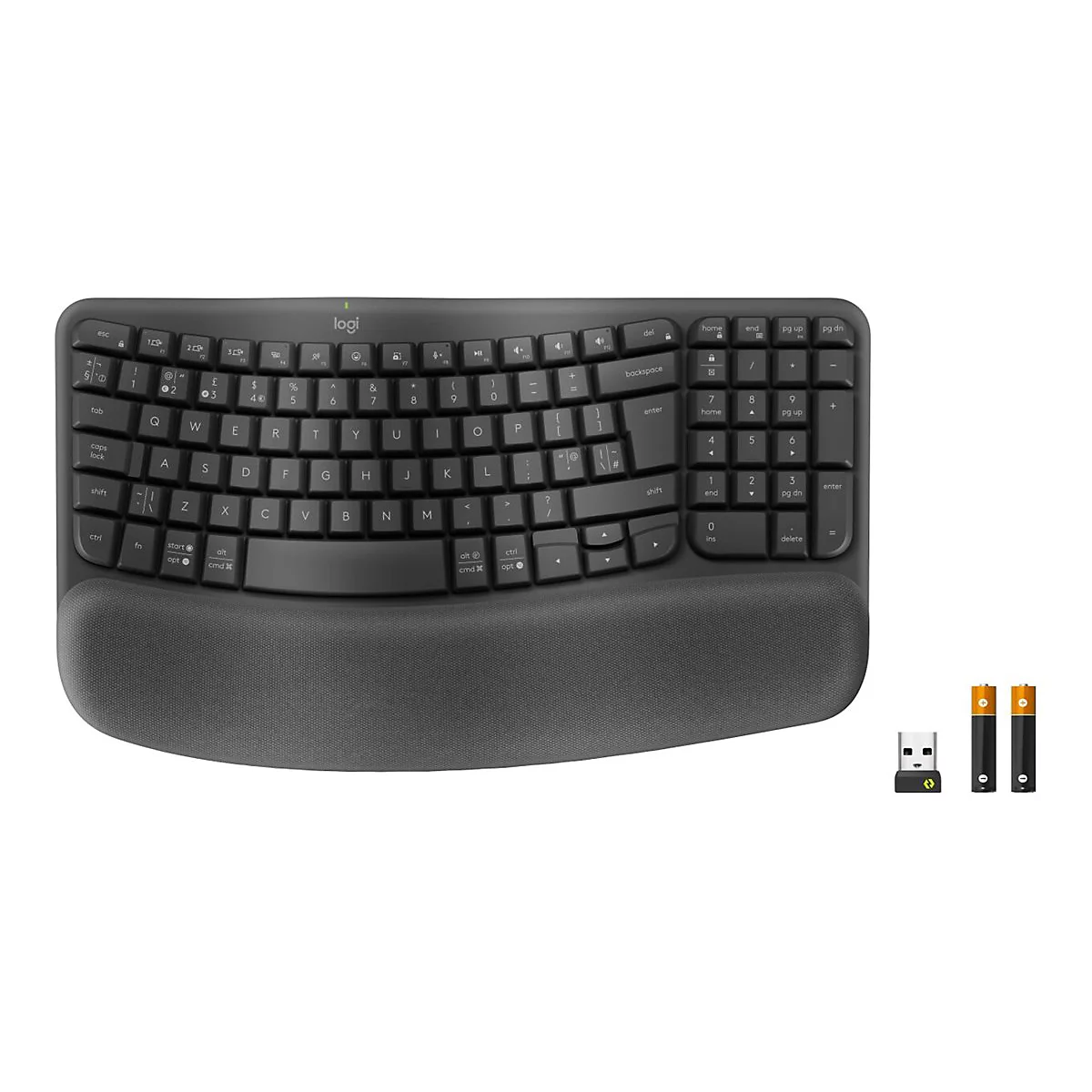 Logitech Ergo Series Wave Keys for Business - Tastatur - kabellos - 2.4 GHz, Bluetooth 5.1 LE - QWERTZ - Schweiz