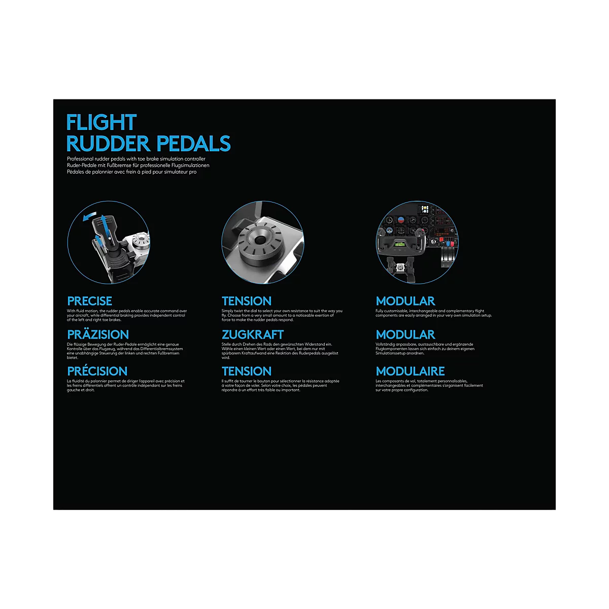 Logitech Flight Rudder Pedals - Pedale - kabelgebunden - für PC