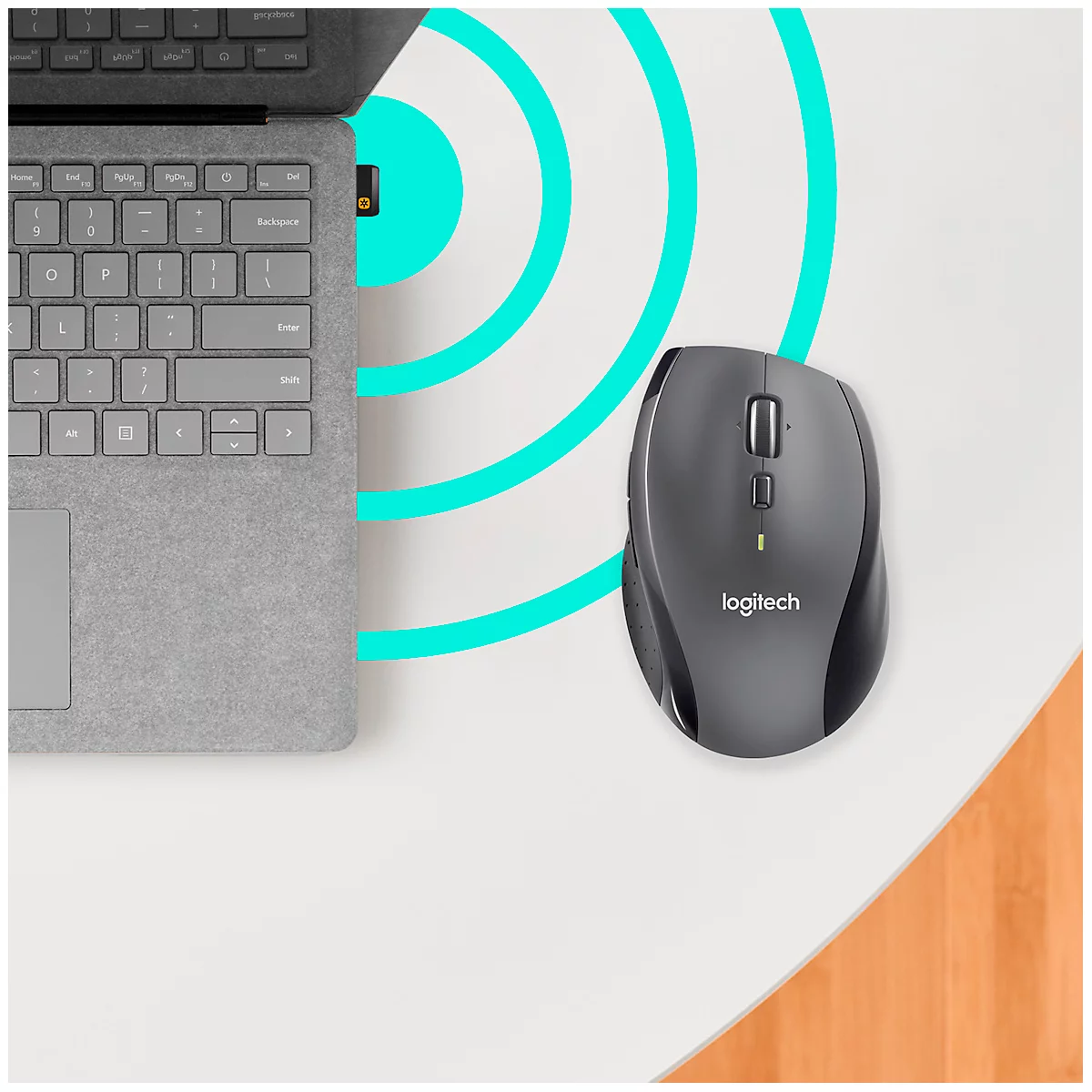 Logitech Funkmaus Marathon M705, für Rechtshänder, ergonomisch, 7 Tasten & Scrollrad,1000 dpi, bis 10 m, inkl. Unifying-Empfänger & Batterien, schwarz
