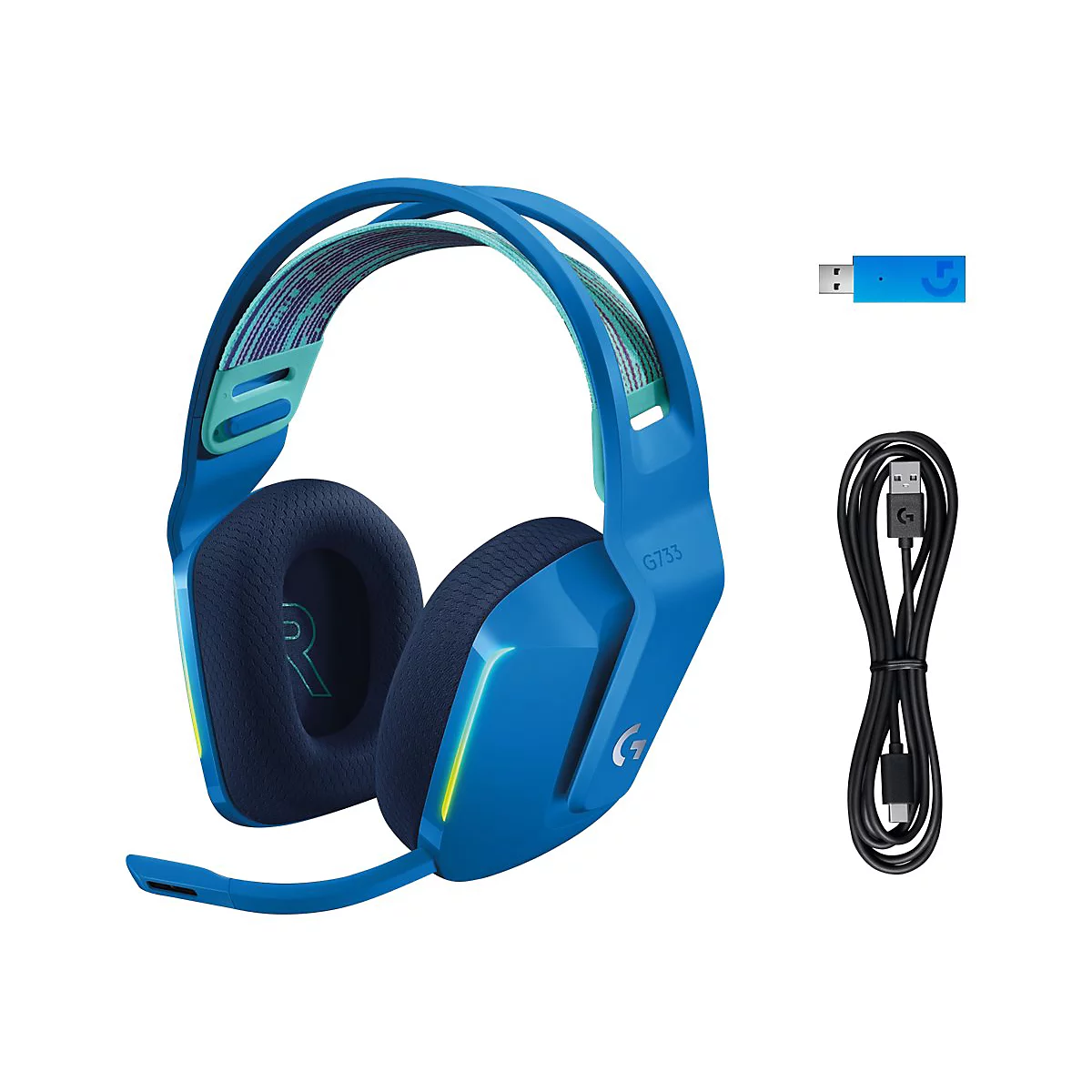 Logitech G G733 LIGHTSPEED Wireless RGB Gaming Headset - Headset - ohrumschließend - 2,4 GHz - kabellos - Blau