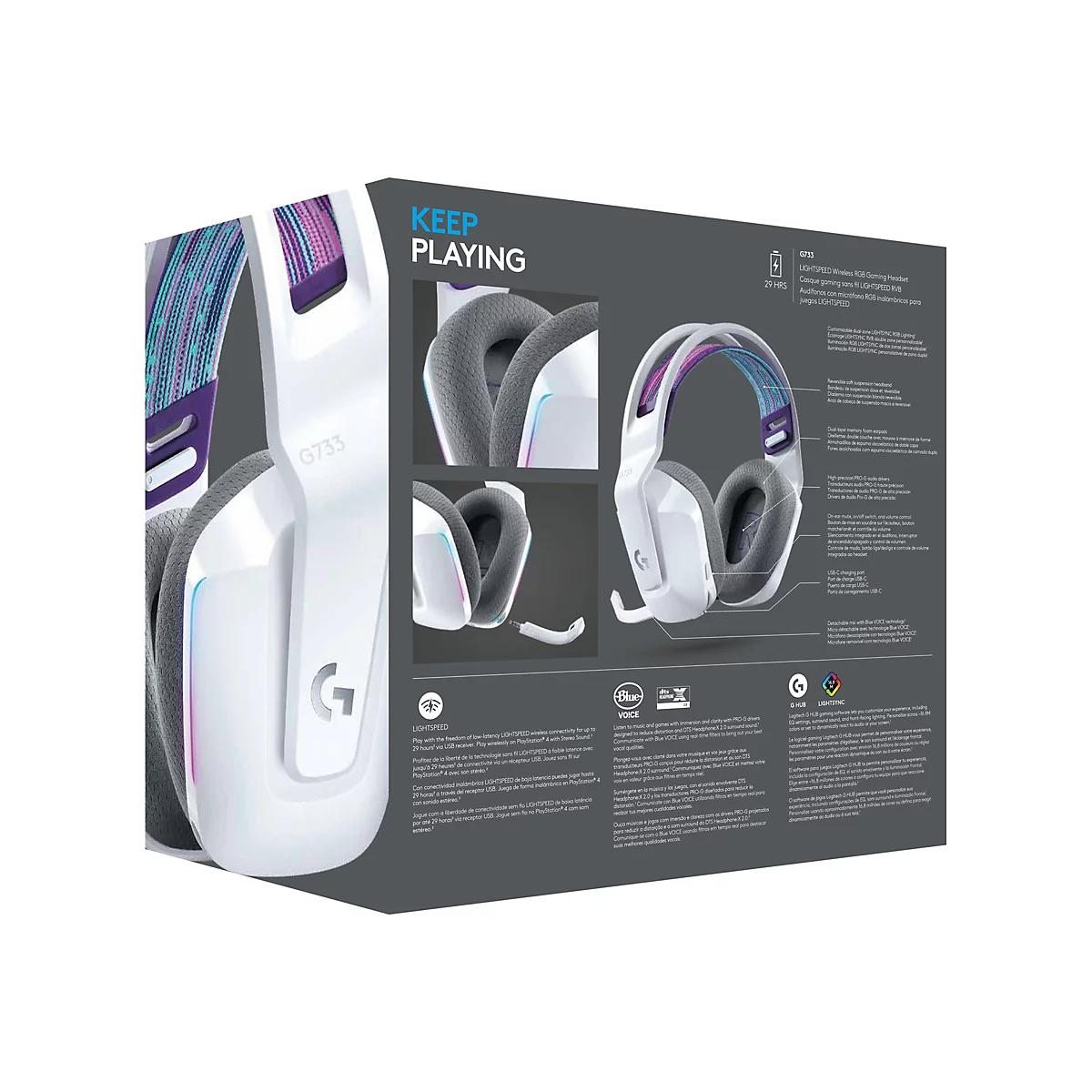 Logitech G G733 LIGHTSPEED Wireless RGB Gaming Headset - Headset - ohrumschließend - 2,4 GHz - kabellos - weiß