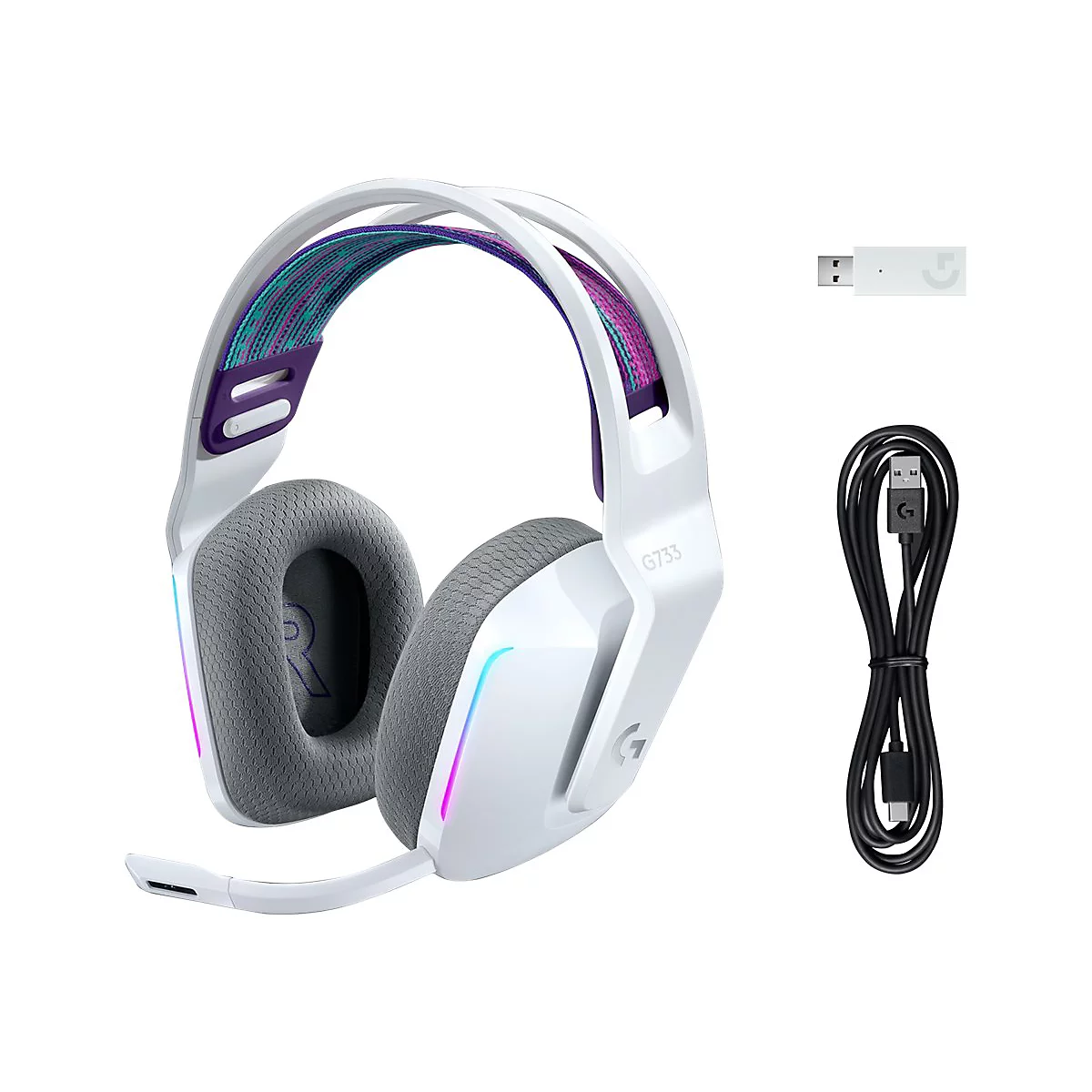 Logitech G G733 LIGHTSPEED Wireless RGB Gaming Headset - Headset - ohrumschließend - 2,4 GHz - kabellos - weiß