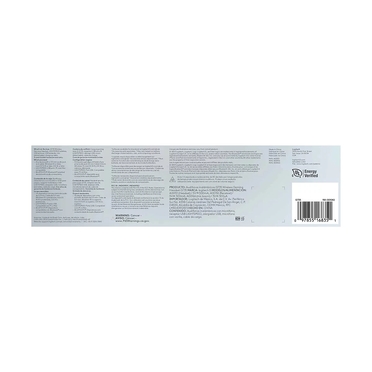 Aufschrift auf grauem Hintergrund mit Textzeilen, Barcode und Logo.