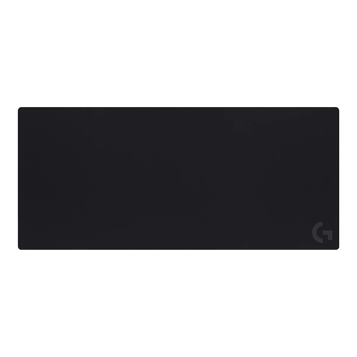 Schwarzes Gaming-Mauspad mit Logo. Texturiertes Material, rechteckig.