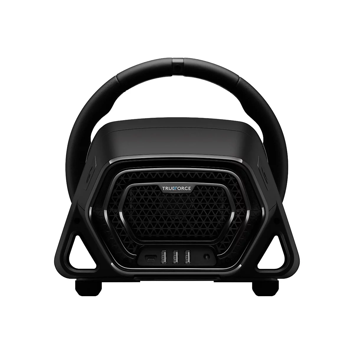 Schwarzer Bluetooth-Lautsprecher mit Tragegriff. Unten USB-AnschlÃ¼sse und das Wort TRUEFORCE.