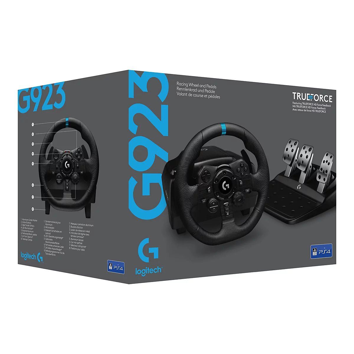 Logitech G923 - Lenkrad- und Pedale-Set - kabelgebunden - Schwarz - für PC, Microsoft Xbox One