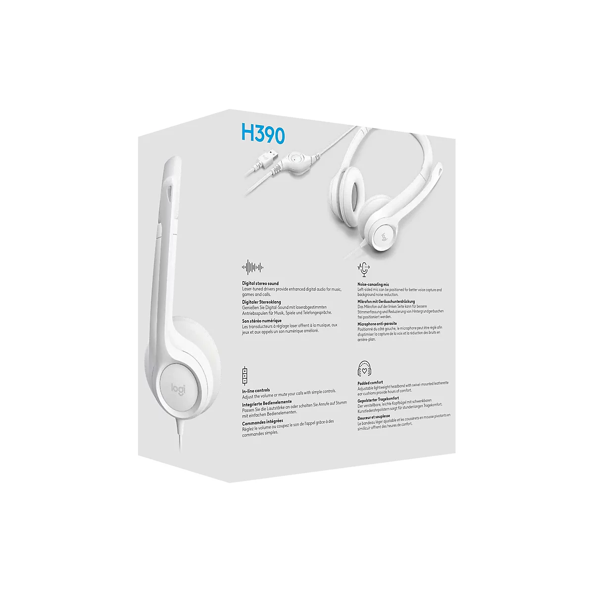 Logitech H390 - Headset - On-Ear - kabelgebunden - USB-A - Off-White