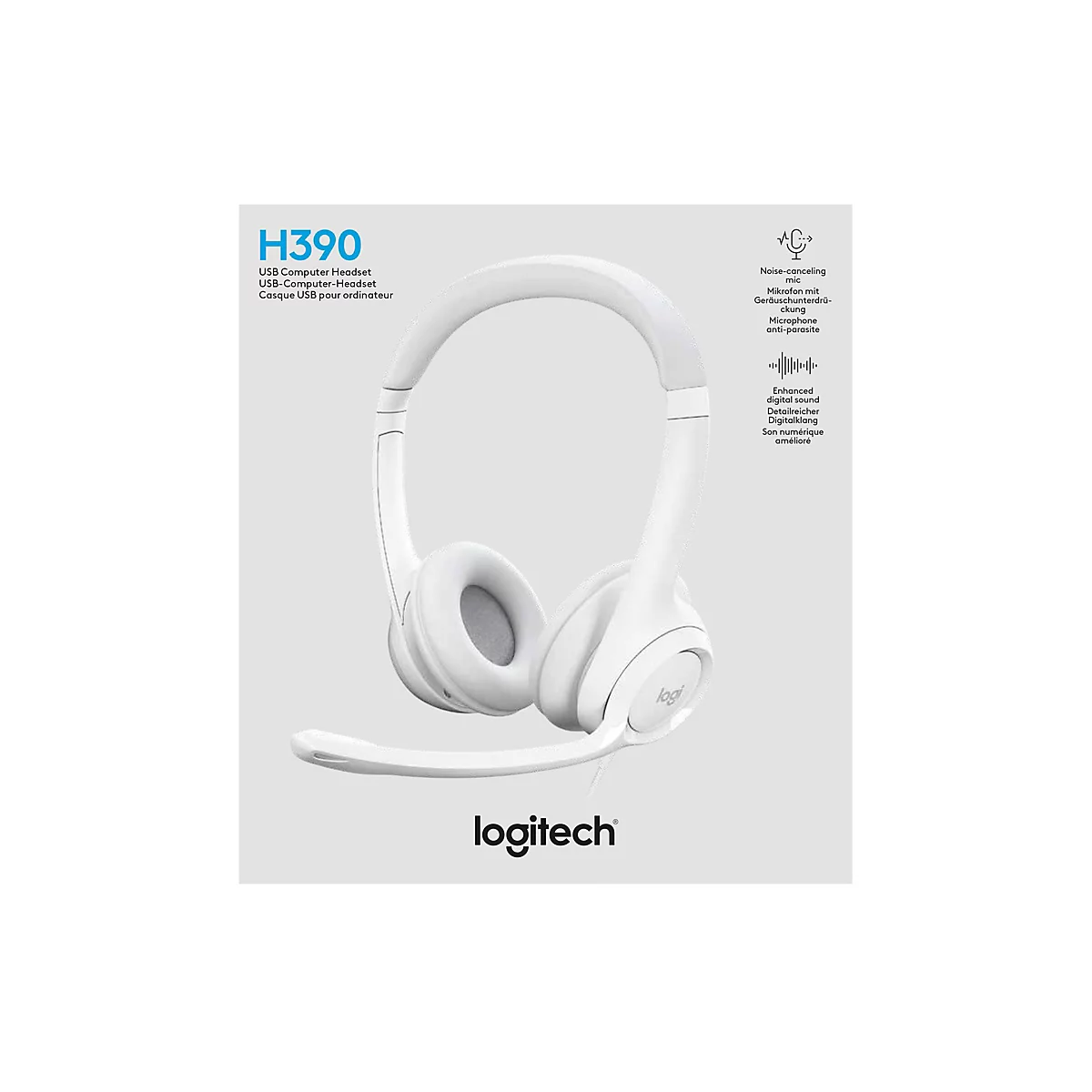 Logitech H390 - Headset - On-Ear - kabelgebunden - USB-A - Off-White