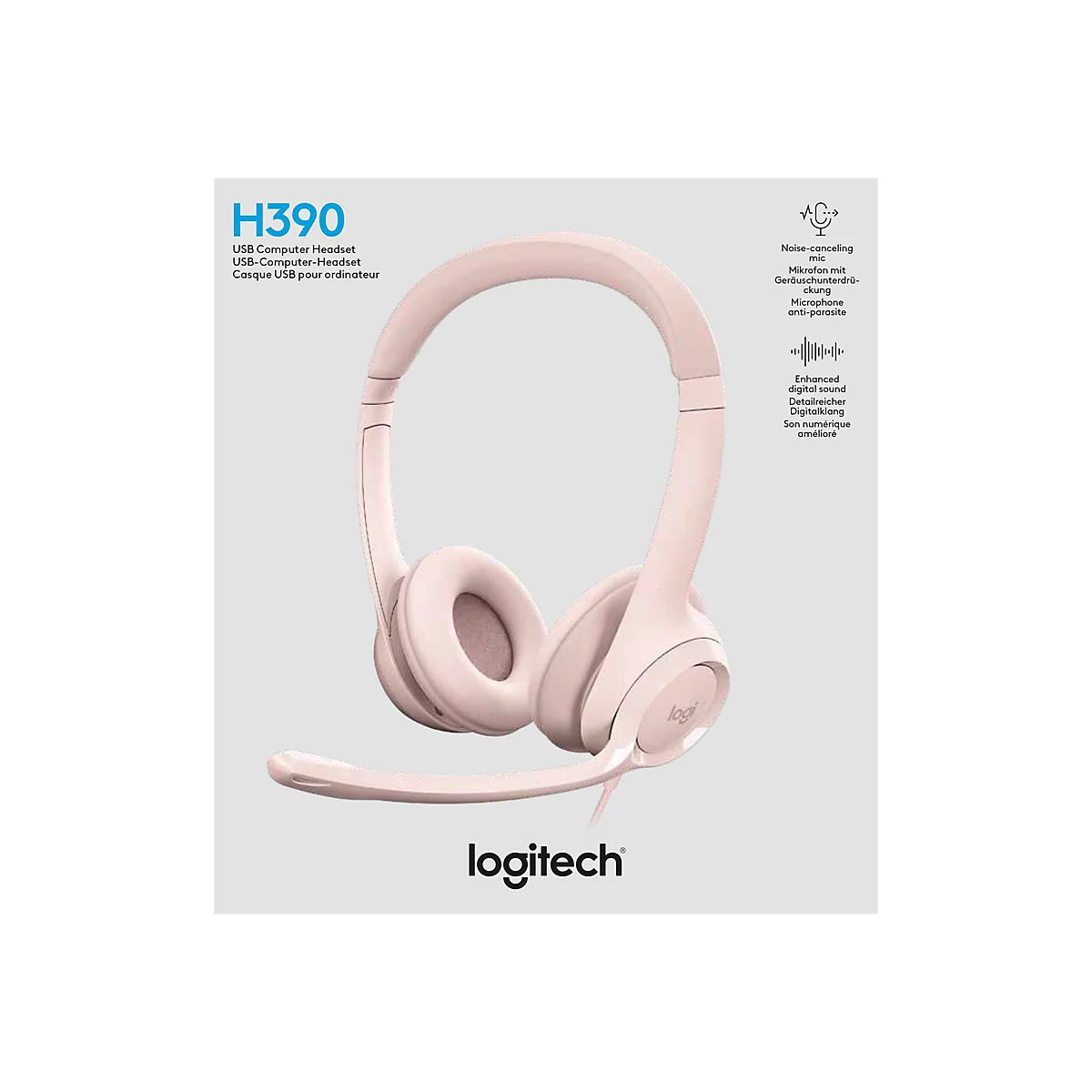 Logitech H390 - Headset - On-Ear - kabelgebunden - USB-A - rosé