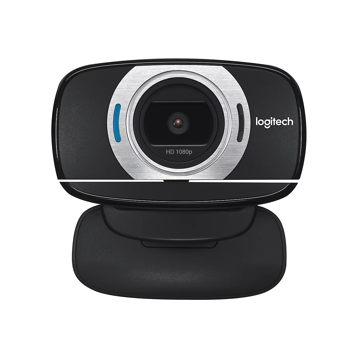 Eine schwarze Logitech-Webcam. Das Objektiv ist von einem silbernen Ring umgeben. Der Schriftzug "HD 1080p" ist sichtbar.