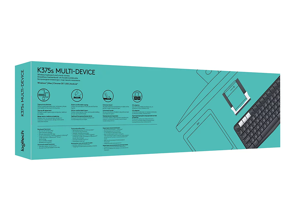 Logitech K375s Multi-Device - Tastatur - QWERTZ - Deutsch - Graphite, Off-White