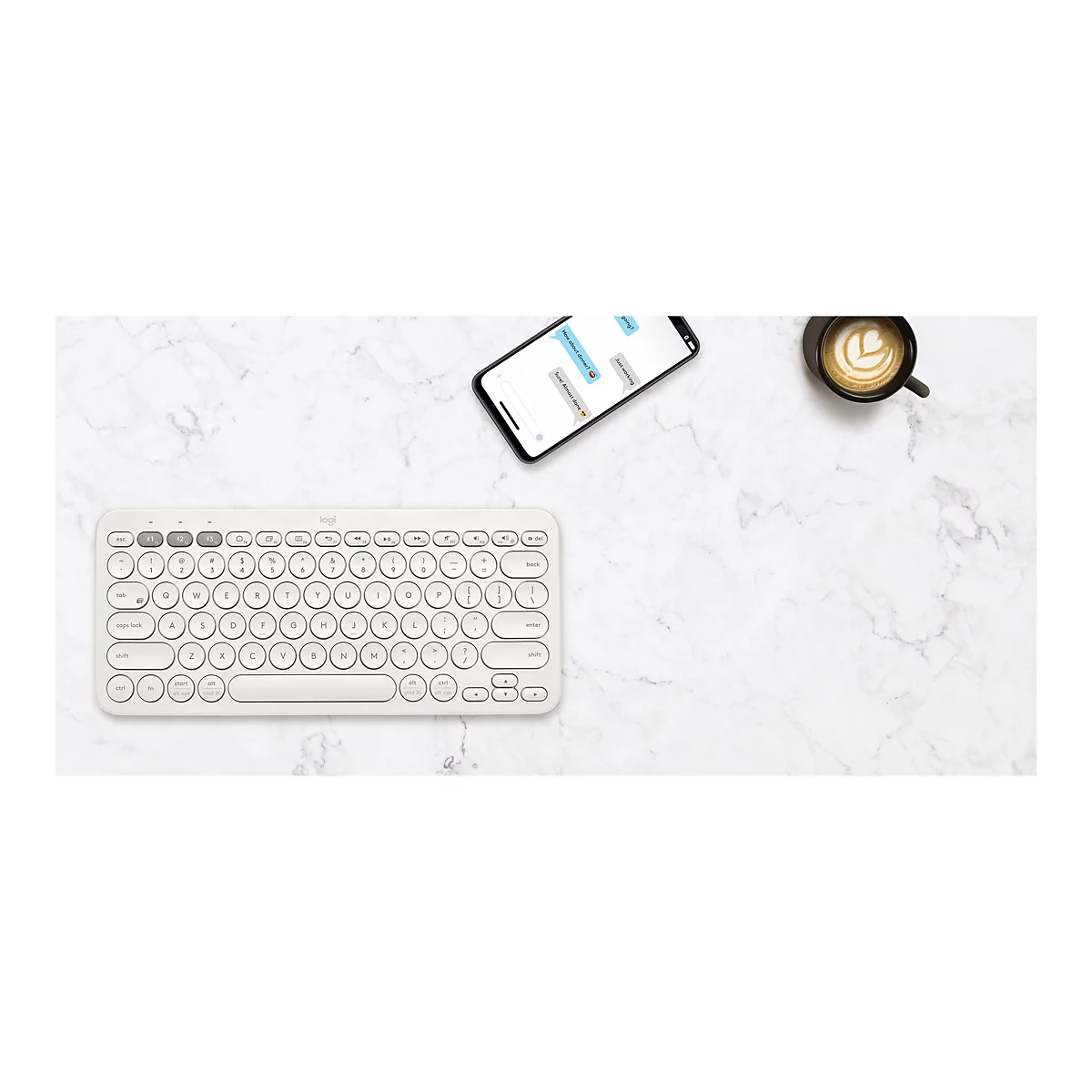 Logitech K380 Multi-Device Bluetooth Keyboard - Tastatur - kabellos - Bluetooth 3.0 - Deutsch - Off-White