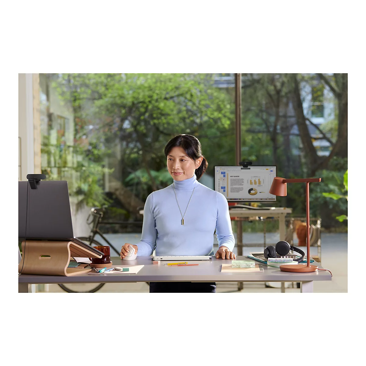 Logitech Lift for Business - vertikale Maus - Bluetooth, 2.4 GHz - Off-White