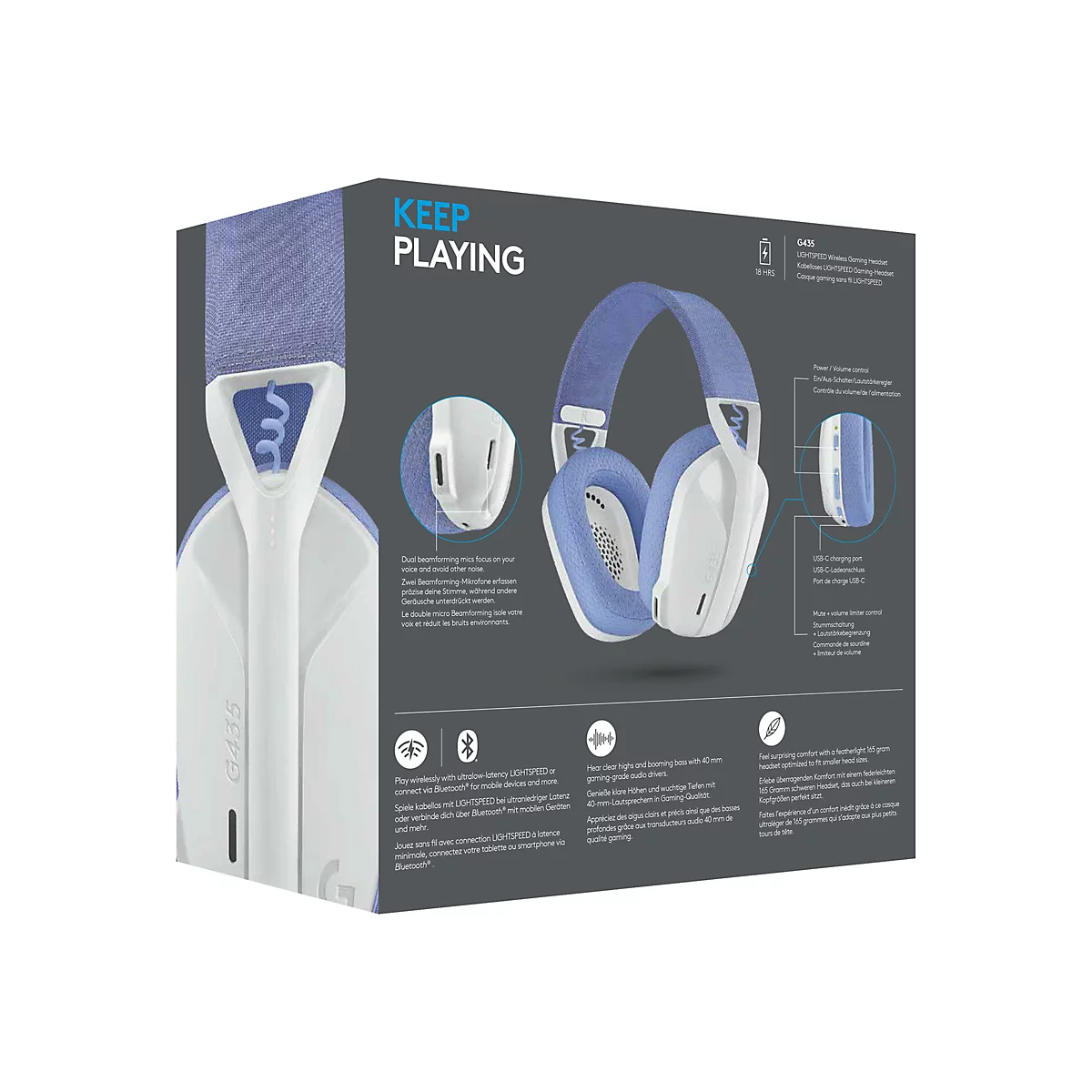 Logitech Lightspeed G435 - Headset - ohrumschließend - Bluetooth / 2,4 GHz Funkfrequenz - kabellos - weiß