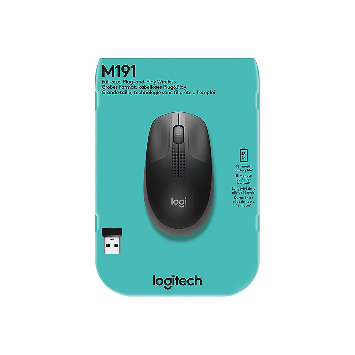 Logitech M190 - Maus - holzkohlefarben
