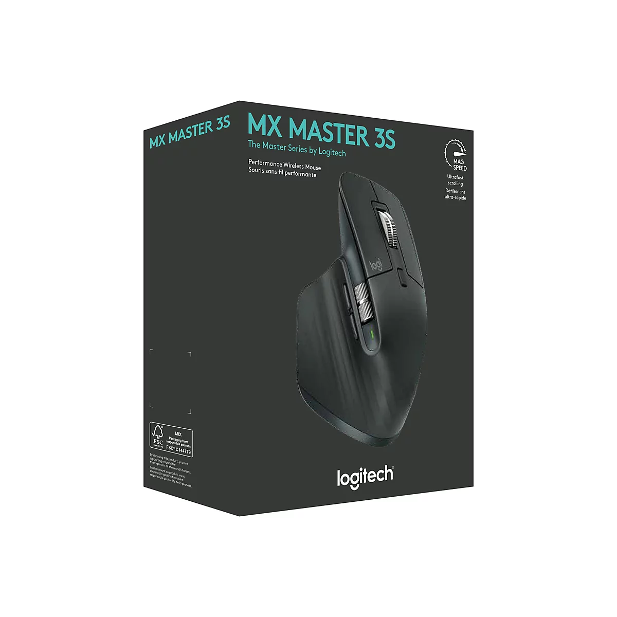 Logitech Master Series MX Master 3S - Maus - ergonomisch - optisch - 7 Tasten - kabellos