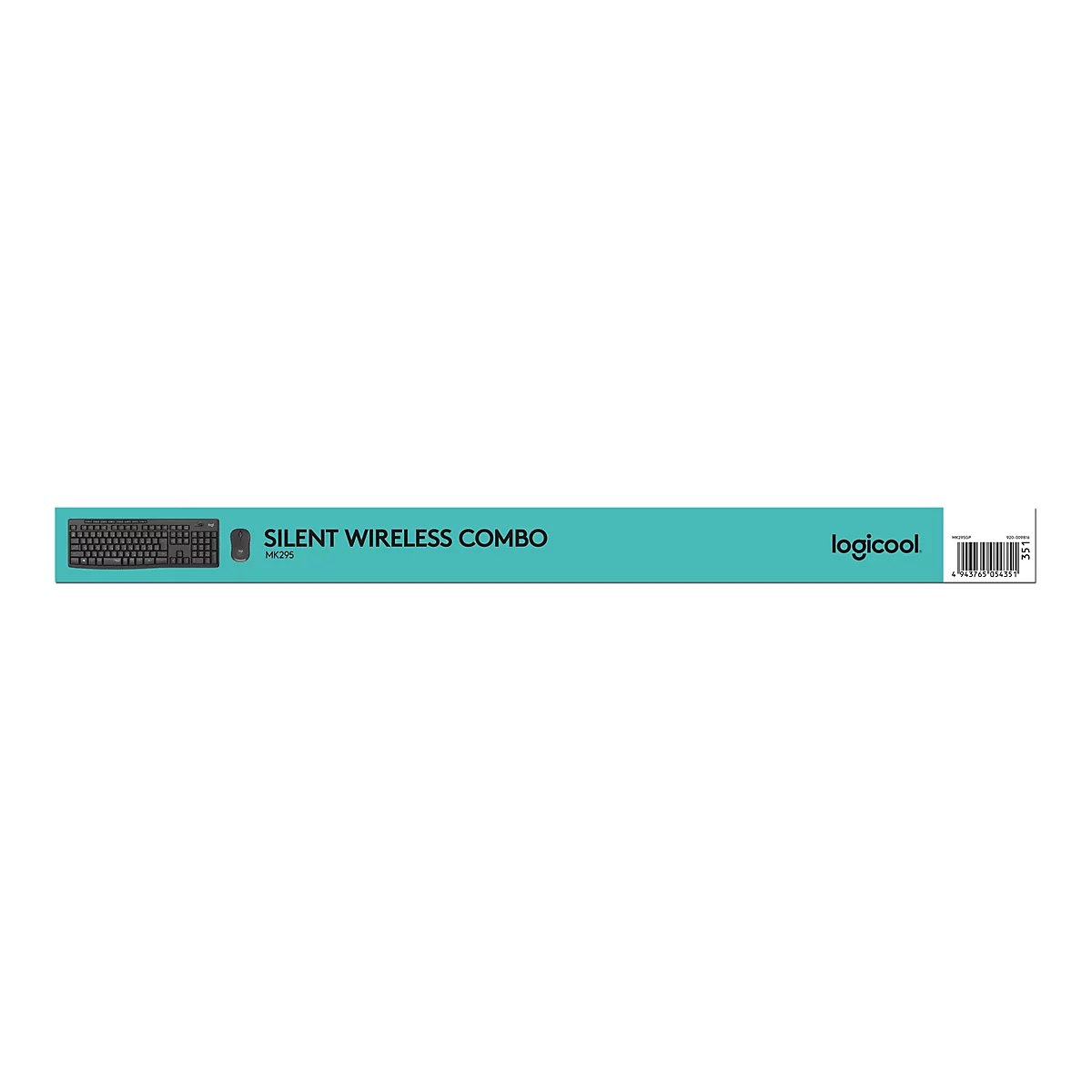 Verpackung eines kabellosen Silent-Tastatur- und Maus-Sets. Das Set ist im Bild enthalten. Auf der Verpackung steht "Silent Wireless Combo".