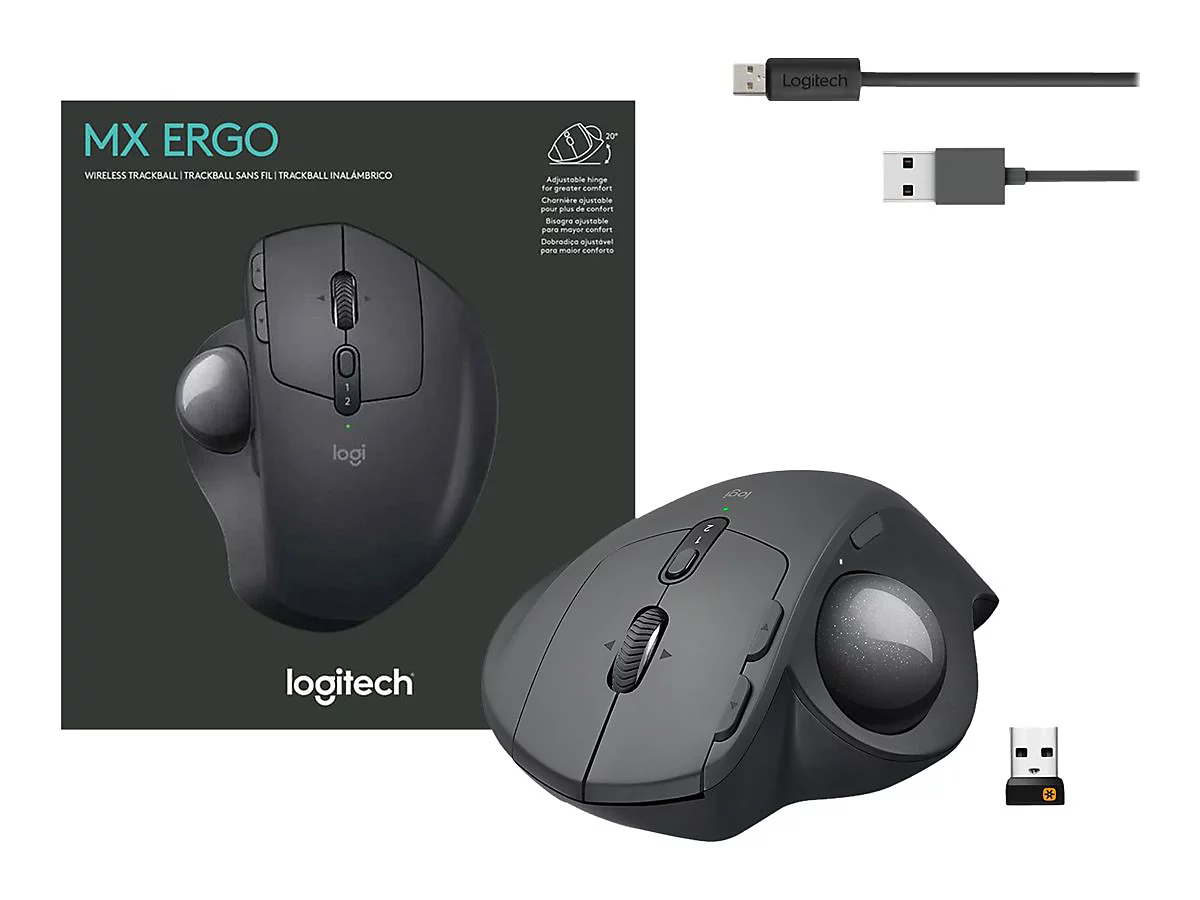 Logitech MX ERGO - Trackball - Bluetooth, 2.4 GHz