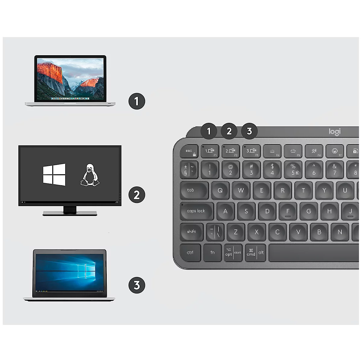 Logitech MX Keys Mini for Business Tastatur, kabellos, Hintergrundbeleuchtung, QWERTY, graphit