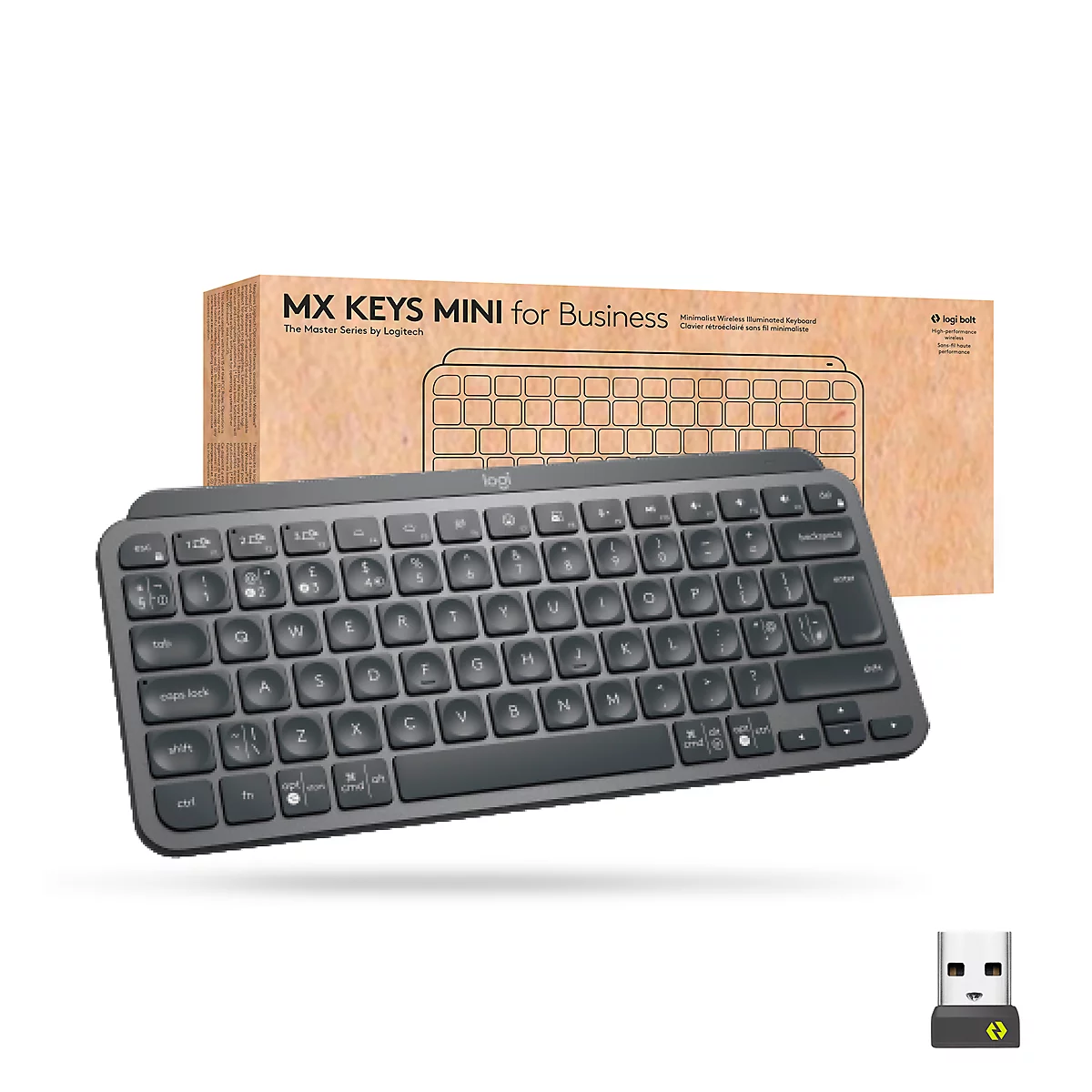 Logitech MX Keys Mini for Business Tastatur, kabellos, Hintergrundbeleuchtung, QWERTY, graphit