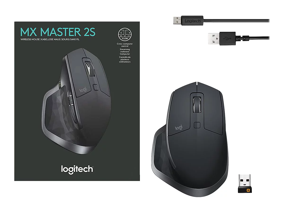 Logitech MX Master 2S - Maus - Bluetooth, 2.4 GHz - Graphite