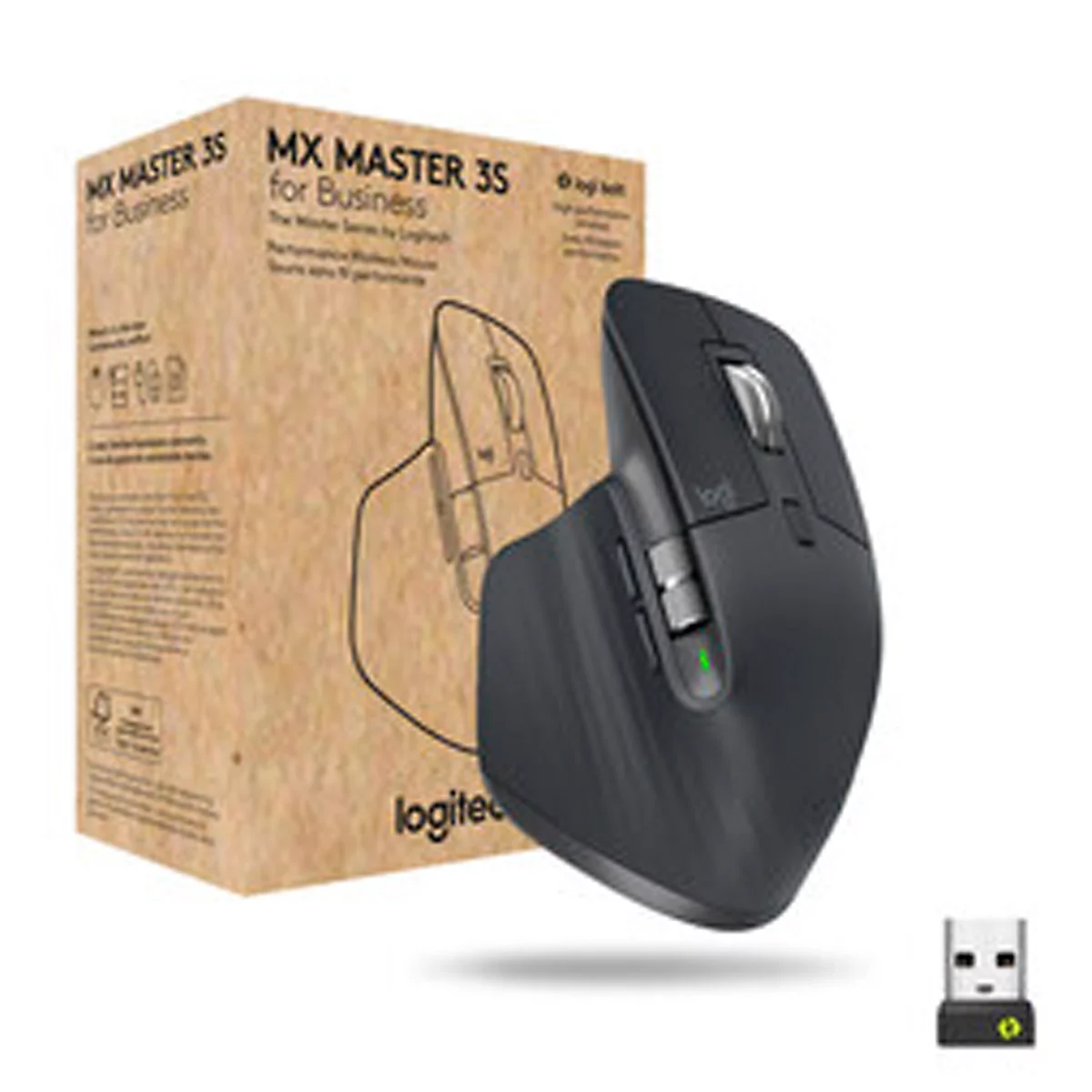 Logitech MX Master 3S Business Mouse, sans fil, 8000 ppp, pour droitiers, portée 10 m, Quiet-Click, graphite