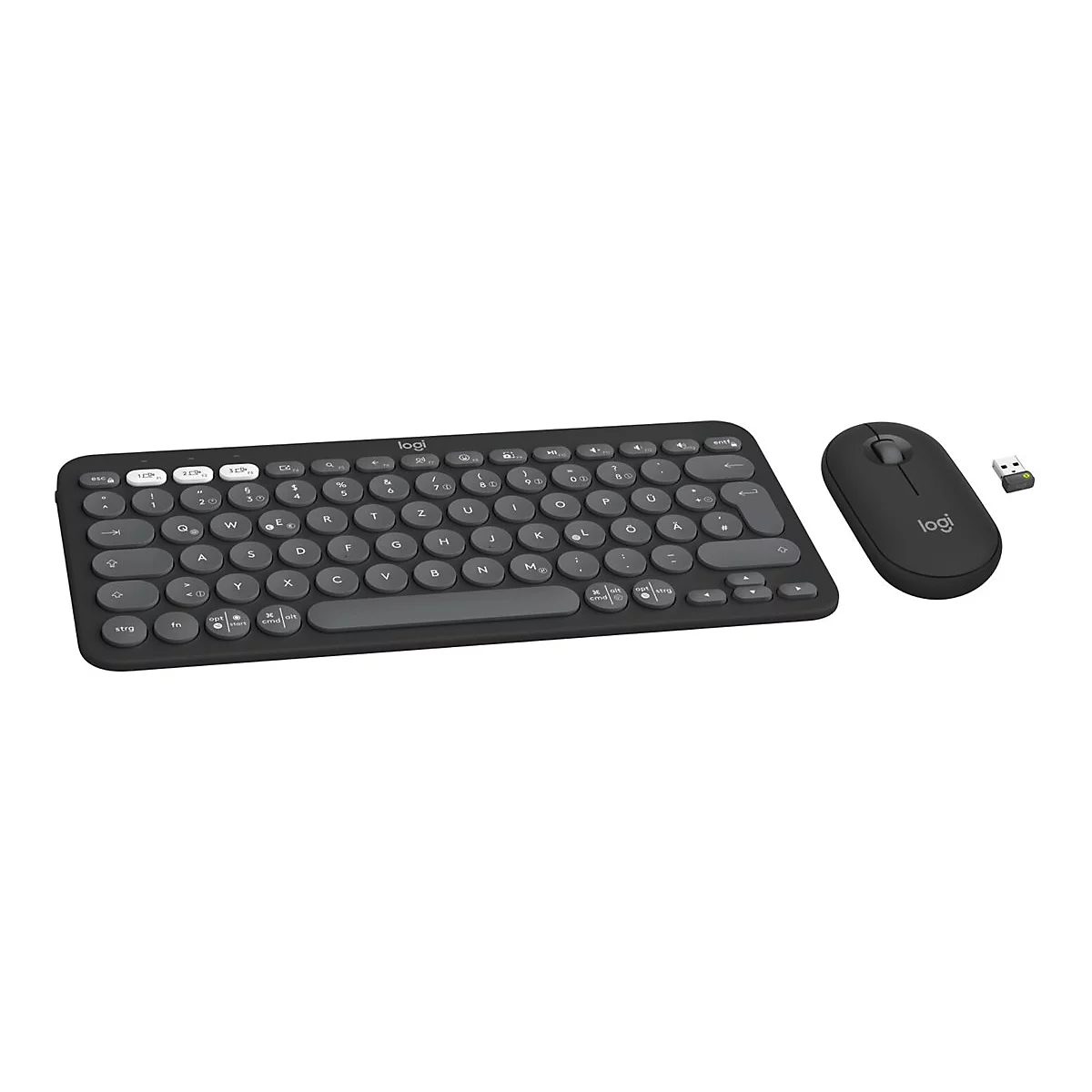 Drahtloses Logitech-Tastatur- und Maus-Set, schwarz.