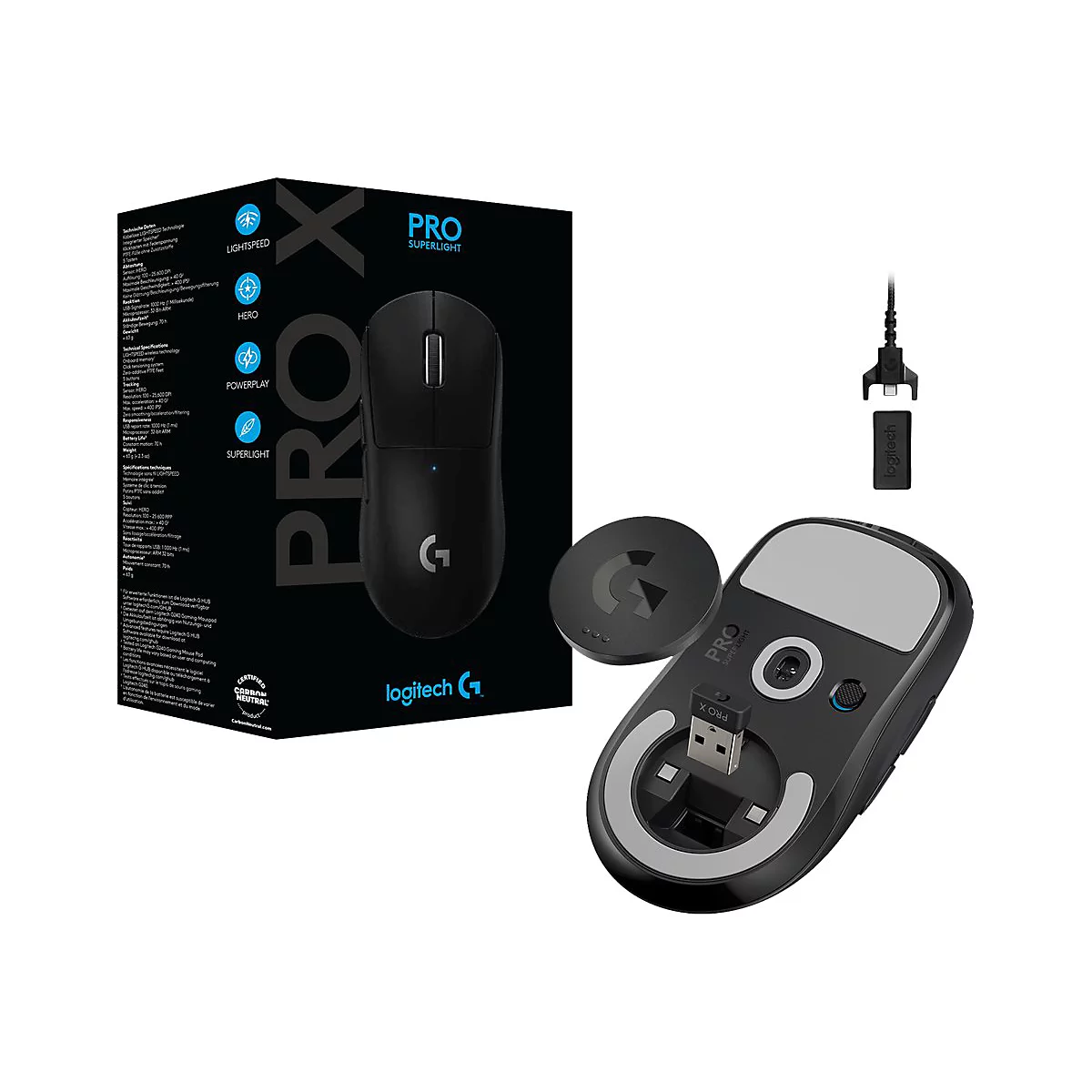 Logitech PRO X SUPERLIGHT Wireless Gaming Mouse - Maus - LIGHTSPEED - Schwarz