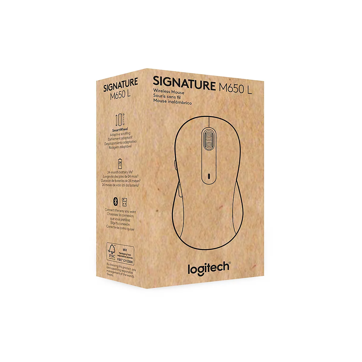 Logitech Signature M650 L for Business - Maus - Für Rechtshänder - 5 Tasten - kabellos - 2.4 GHz, Bluetooth
