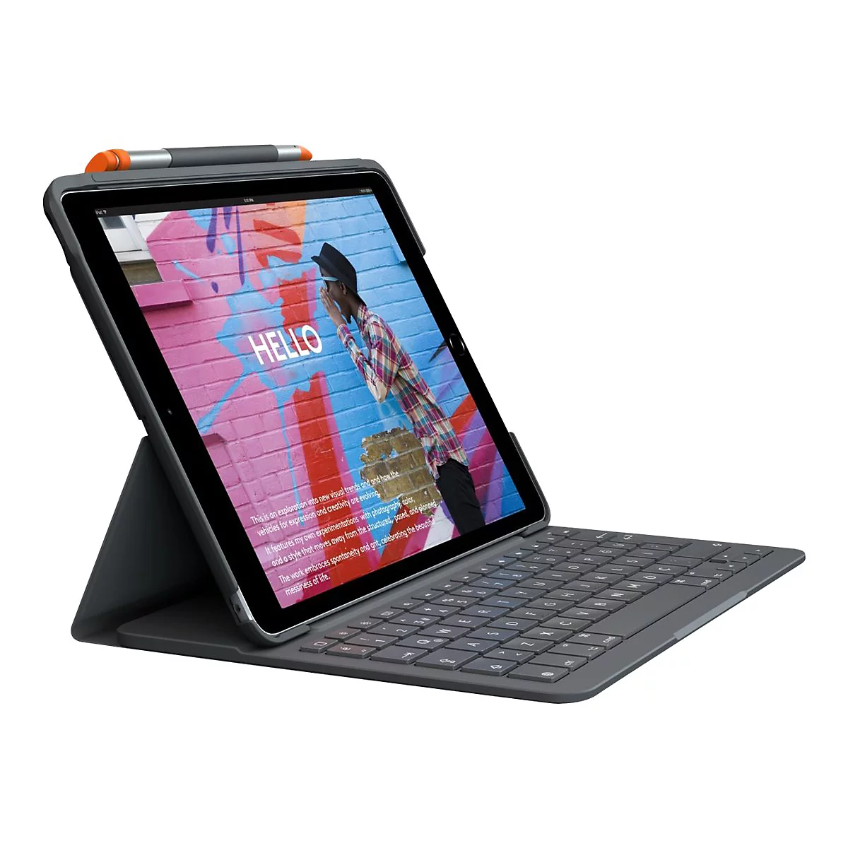Logitech Slim Folio - clavier et étui - QWERTZ - Suisse - graphite