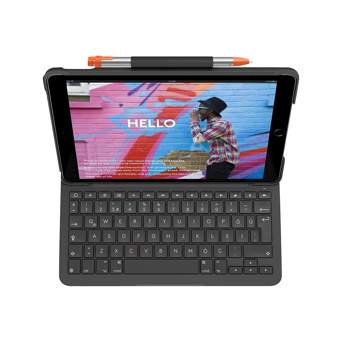 Logitech Slim Folio - clavier et étui - QWERTZ - Suisse - graphite