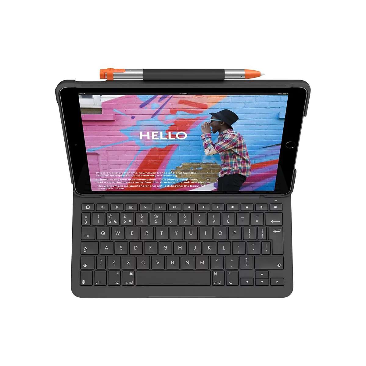 Logitech Slim Folio - Tastatur und Foliohülle - kabellos - Bluetooth LE - QWERTZ - Schweiz