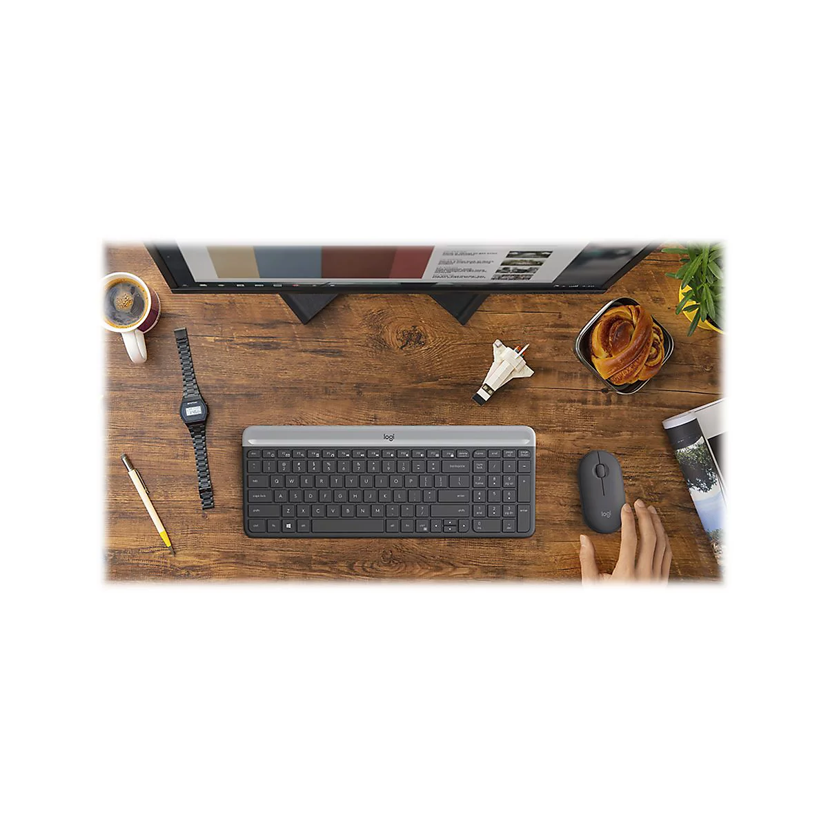 Logitech Slim Wireless Combo MK470 - Tastatur-und-Maus-Set - kabellos - 2.4 GHz - QWERTZ - Deutsch