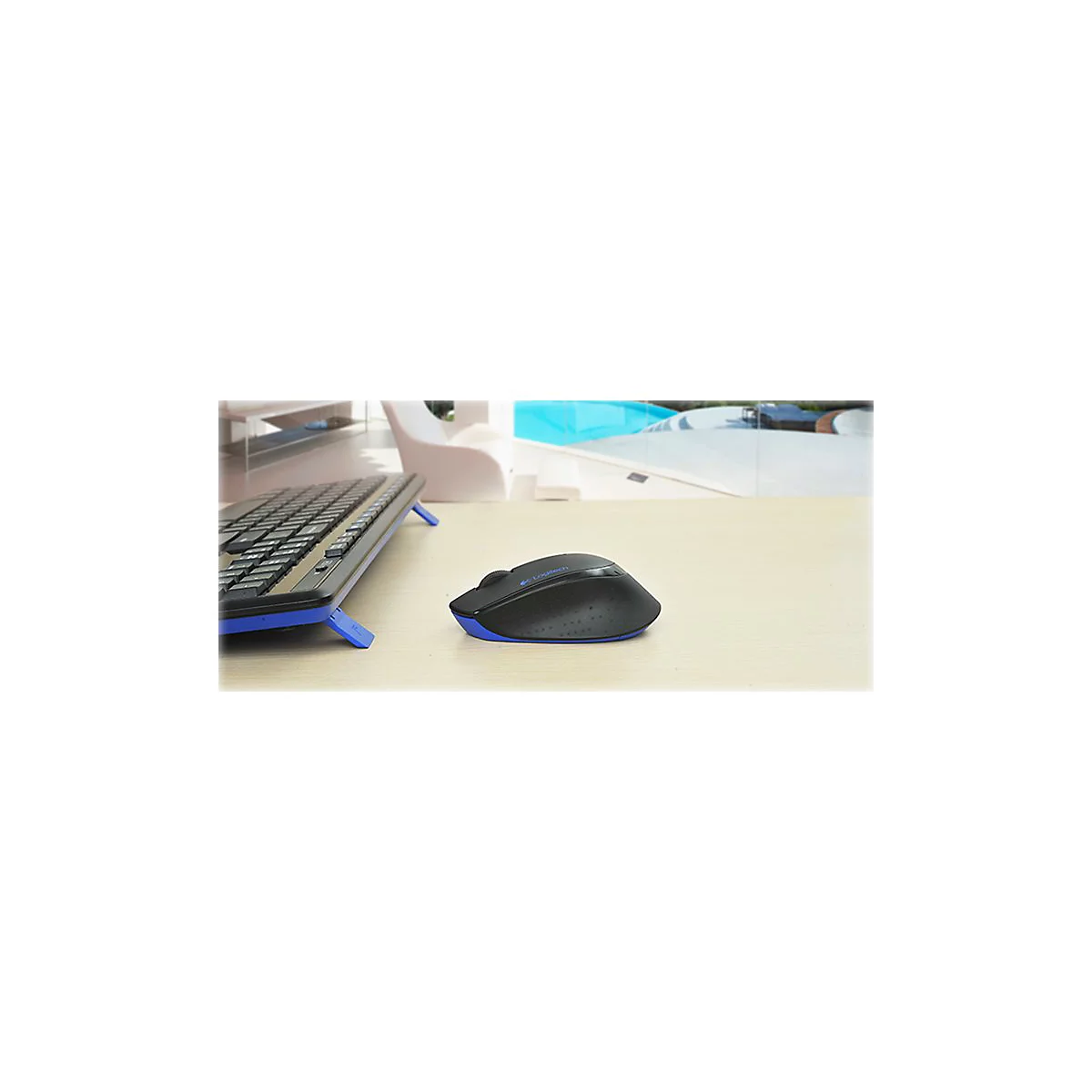 Logitech Wireless Combo MK345 - Tastatur-und-Maus-Set - US International - Schwarz, Blau