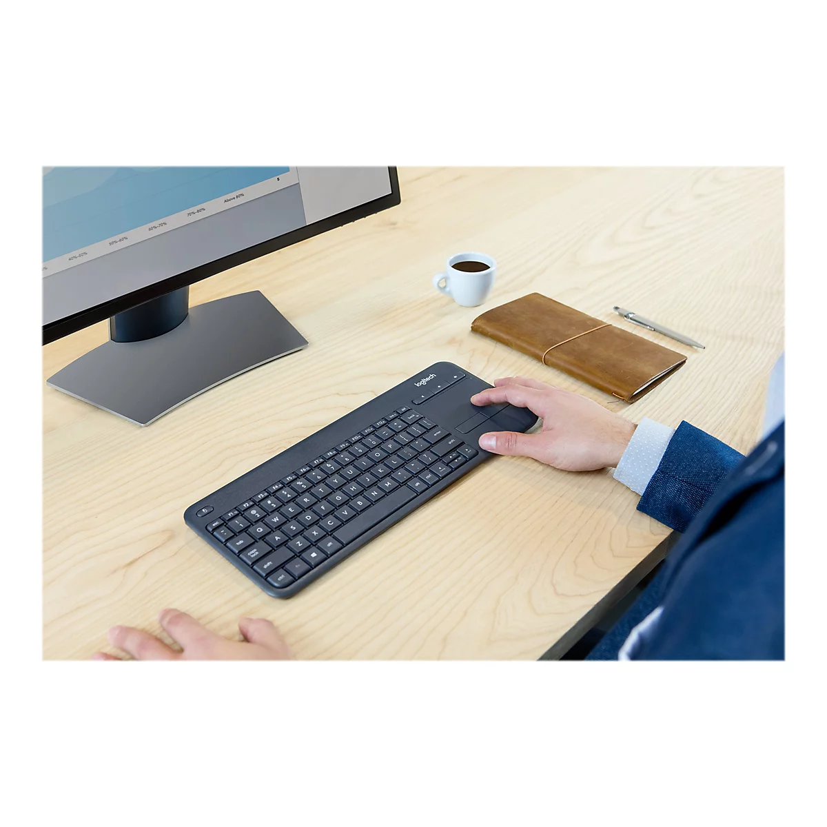 Logitech Wireless Touch Keyboard K400 Plus - Tastatur - kabellos - 2.4 GHz - Französisch - Schwarz