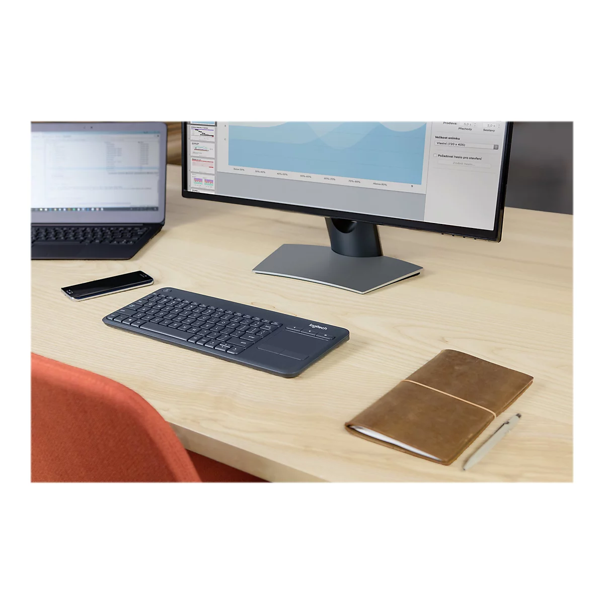 Logitech Wireless Touch Keyboard K400 Plus - Tastatur - kabellos - 2.4 GHz - Französisch - Schwarz