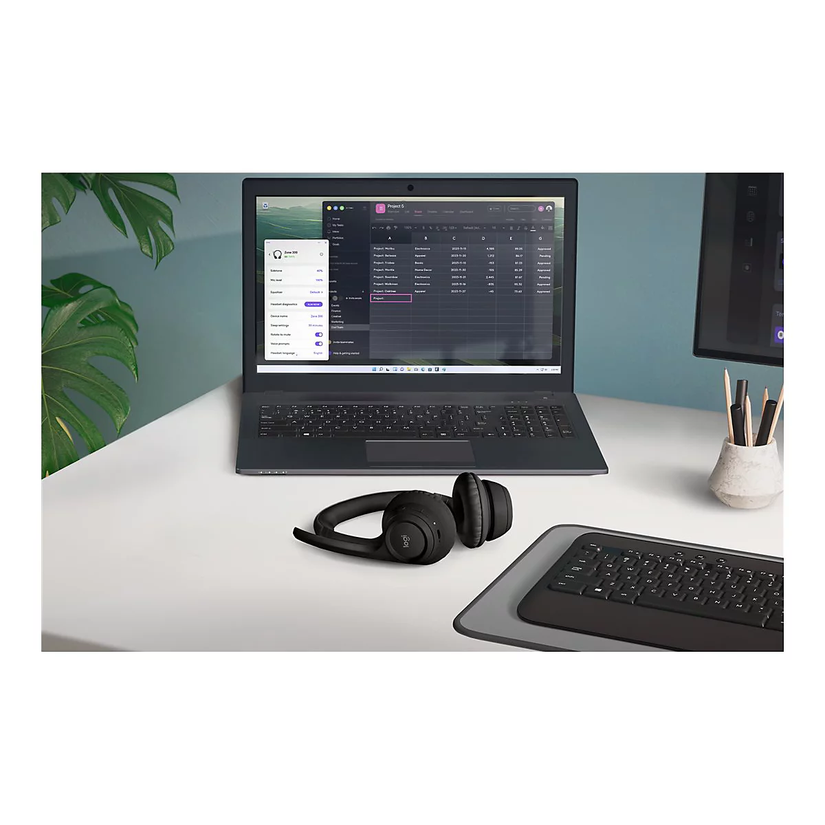 Logitech Zone 300 - Headset - On-Ear - Bluetooth - kabellos - schwarz